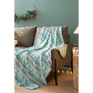 Brand New Holiday Time Soft Throw Plush Blanket Blue White 50x60"